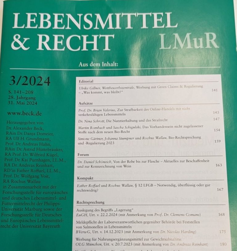 Zeitschrift Lebensmittel und Recht